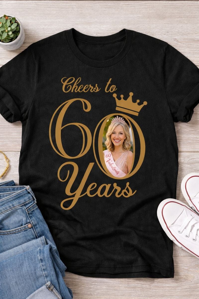 Birthday Age Milestone Photo T-Shirts | Personalised T-shirt Print My Tops Mens Small 60