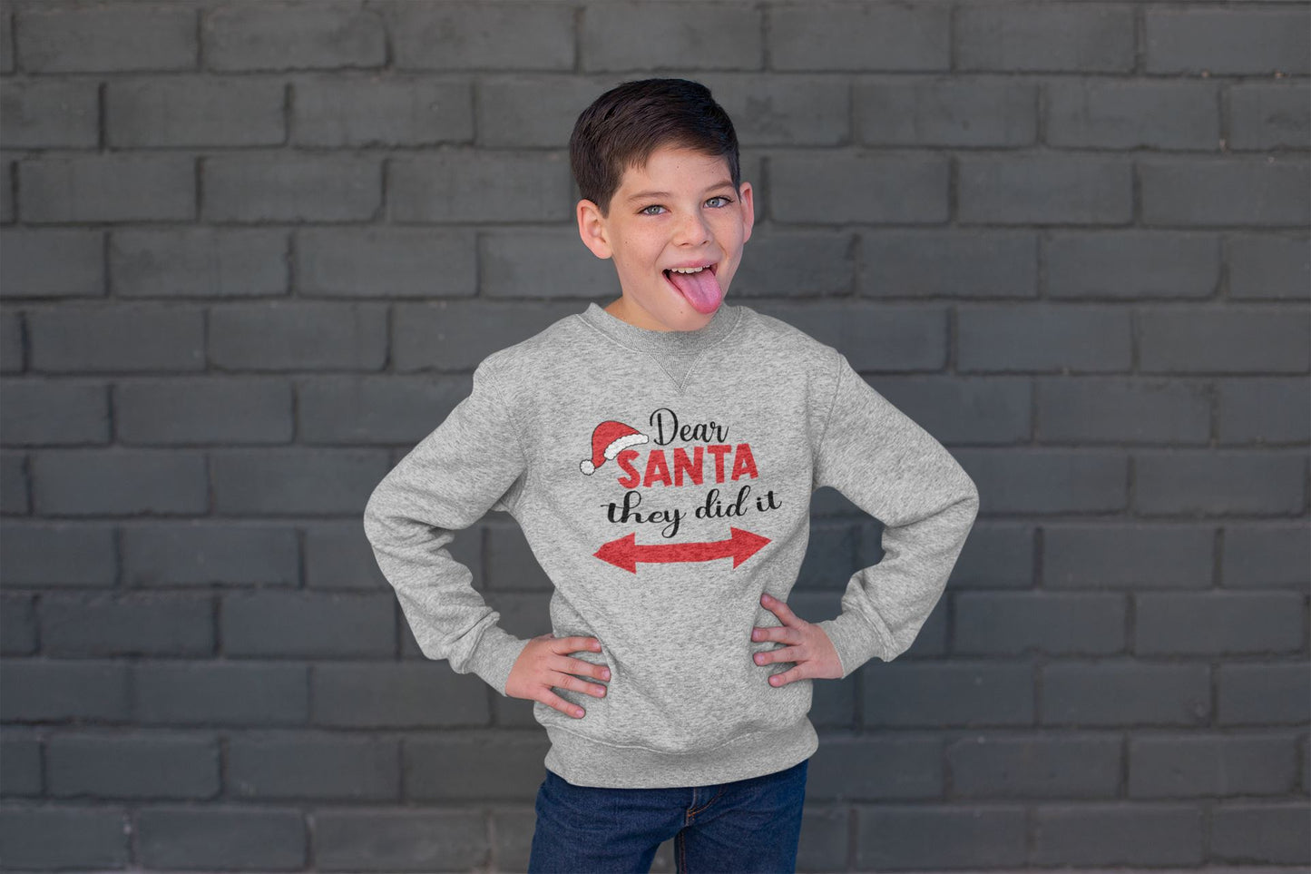 Dear Santa He Did it She Did it Grey Sweatshirts