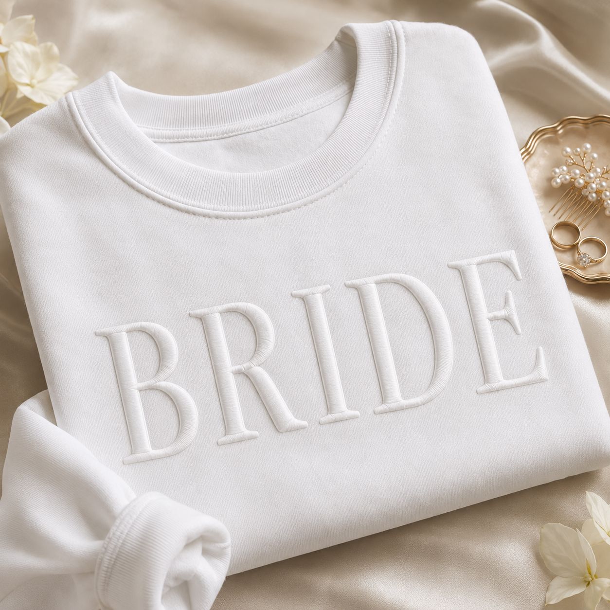 Embossed Bride Sweatshirt | Engagement & Wedding Gift Sweatshirt Print My Tops