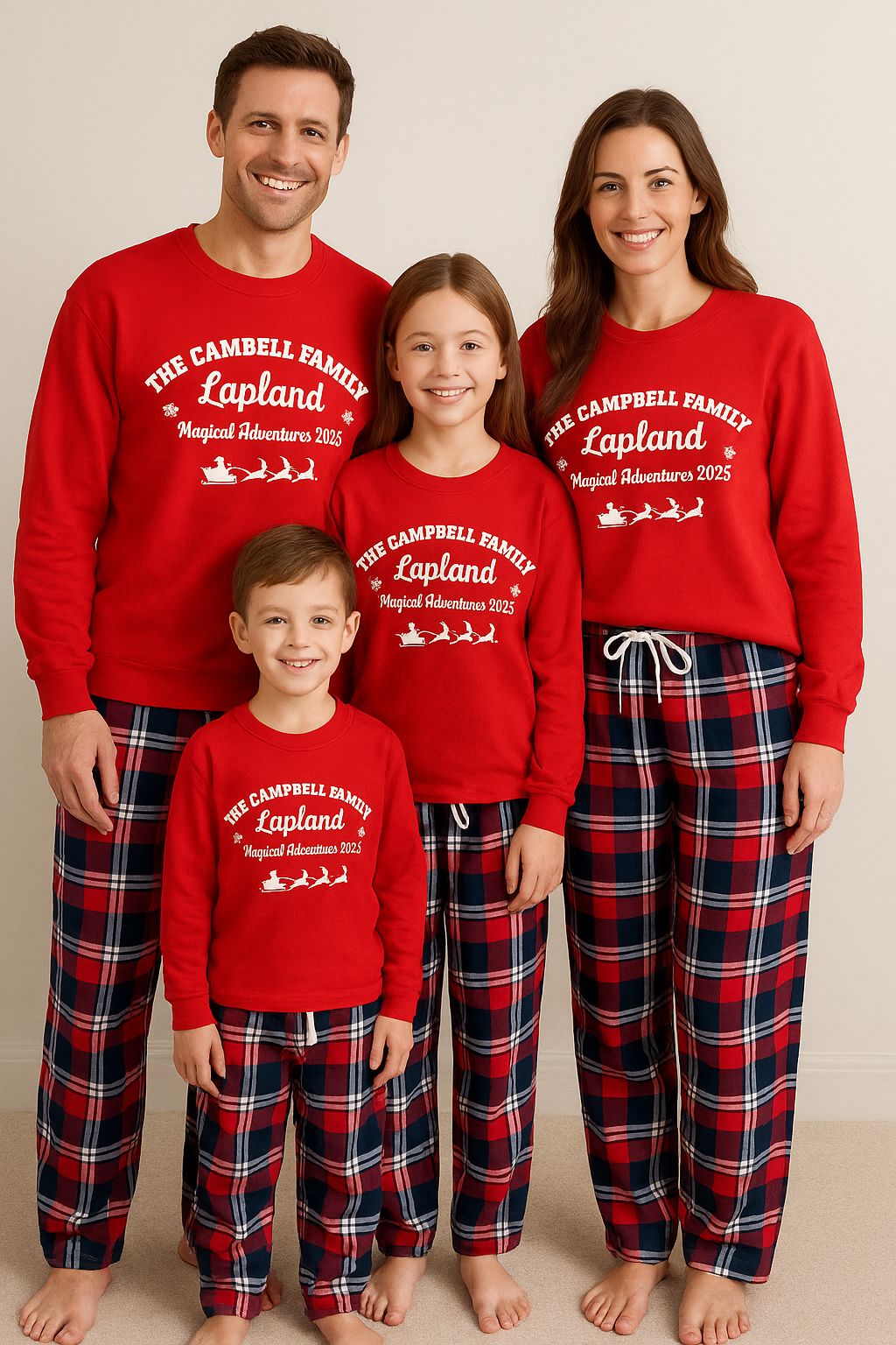 Family Matching Christmas Lapland Tartan Pyjamas Pyjamas Print My Tops