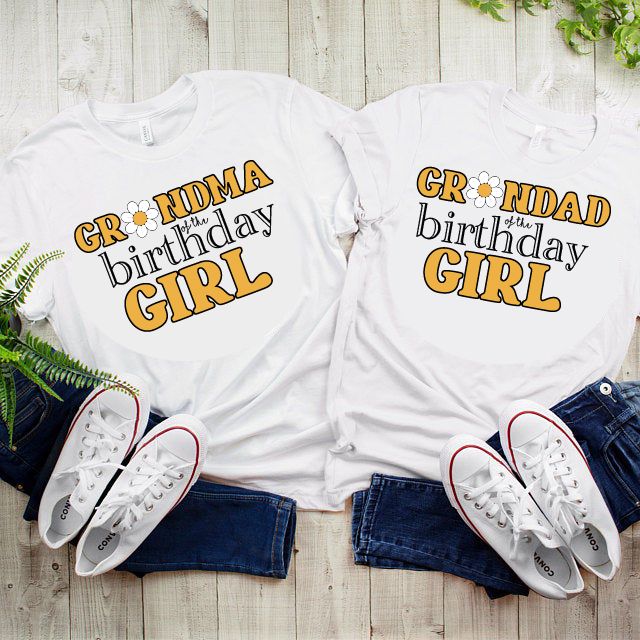 First Birthday Girl Matching Family T-Shirts | Retro Daisy Design T-shirt Print My Tops