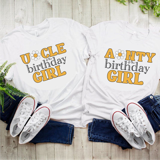 First Birthday Girl Matching Family T-Shirts | Retro Daisy Design T-shirt Print My Tops