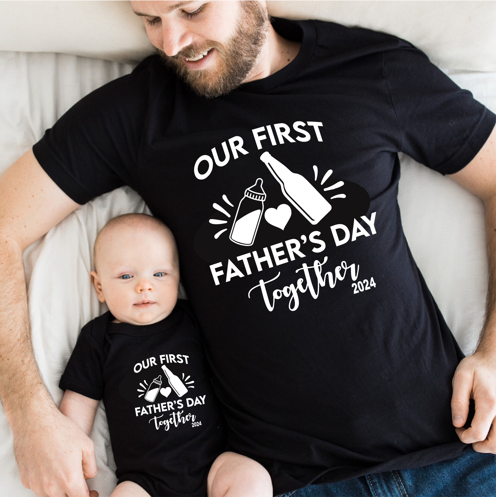 matching dress shirts for father and son & Blue Knit Crew Neck Double Fathers Day Father And Baby