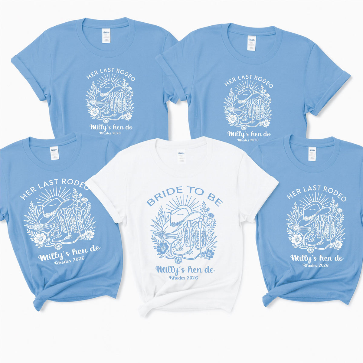 Her Last Rodeo Hen Party T-Shirts T-shirt Print My Tops Extra Small (Size 6-8) Blue TEAM BRIDE
