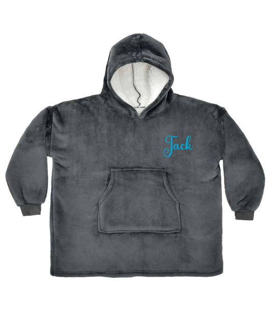Kids Personalised Hooded Fleece Blanket - Flankie