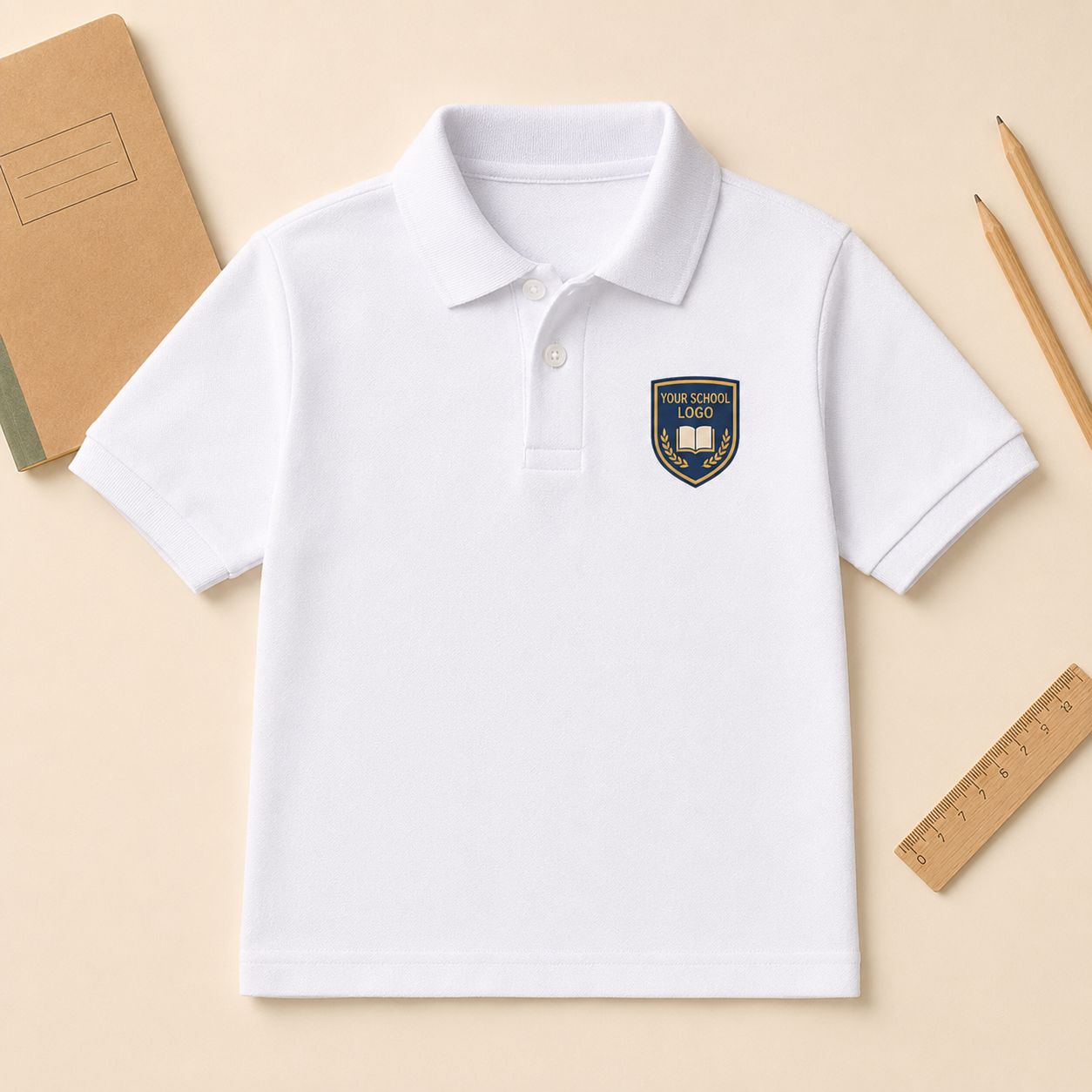 Kids School Polo Shirt with Your School Logo | 7 Colours T-shirt Print My Tops 3-4 White
