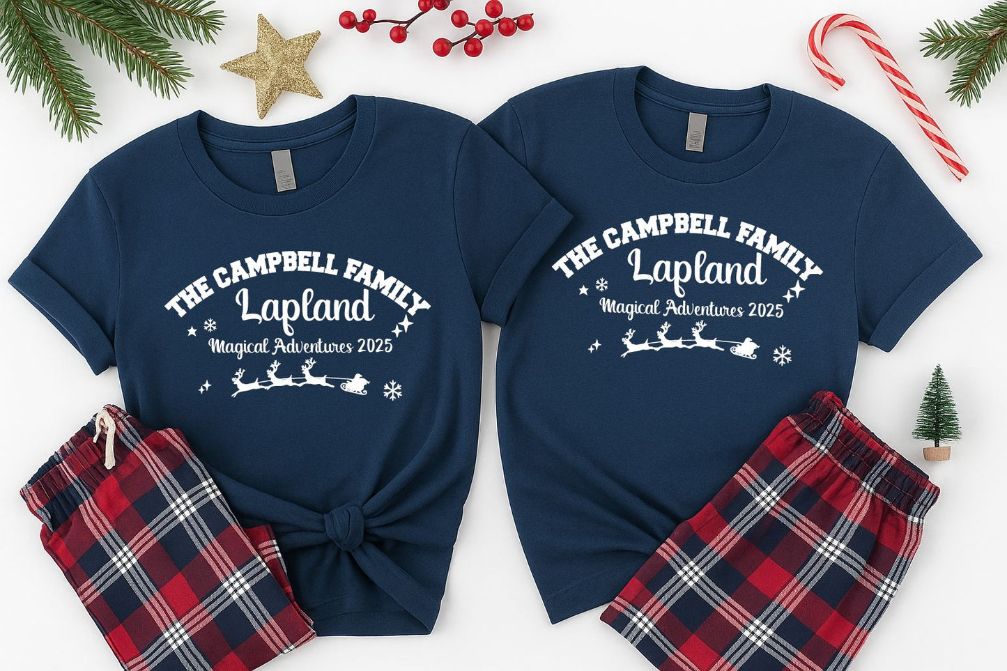 Lapland Personalised Family Pyjamas – Navy & White Matching Christmas Set Pyjamas Print My Tops