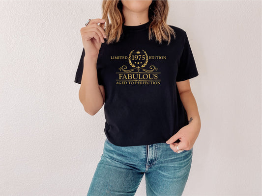 Limited Edition Aged to Perfection Birthday T-shirt T-shirt Print My Tops Extra Small (6-8 Black