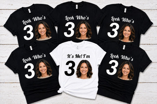 Look Who's Birthday Photo Tops – Personalised Birthday T-Shirts T-shirt Print My Tops