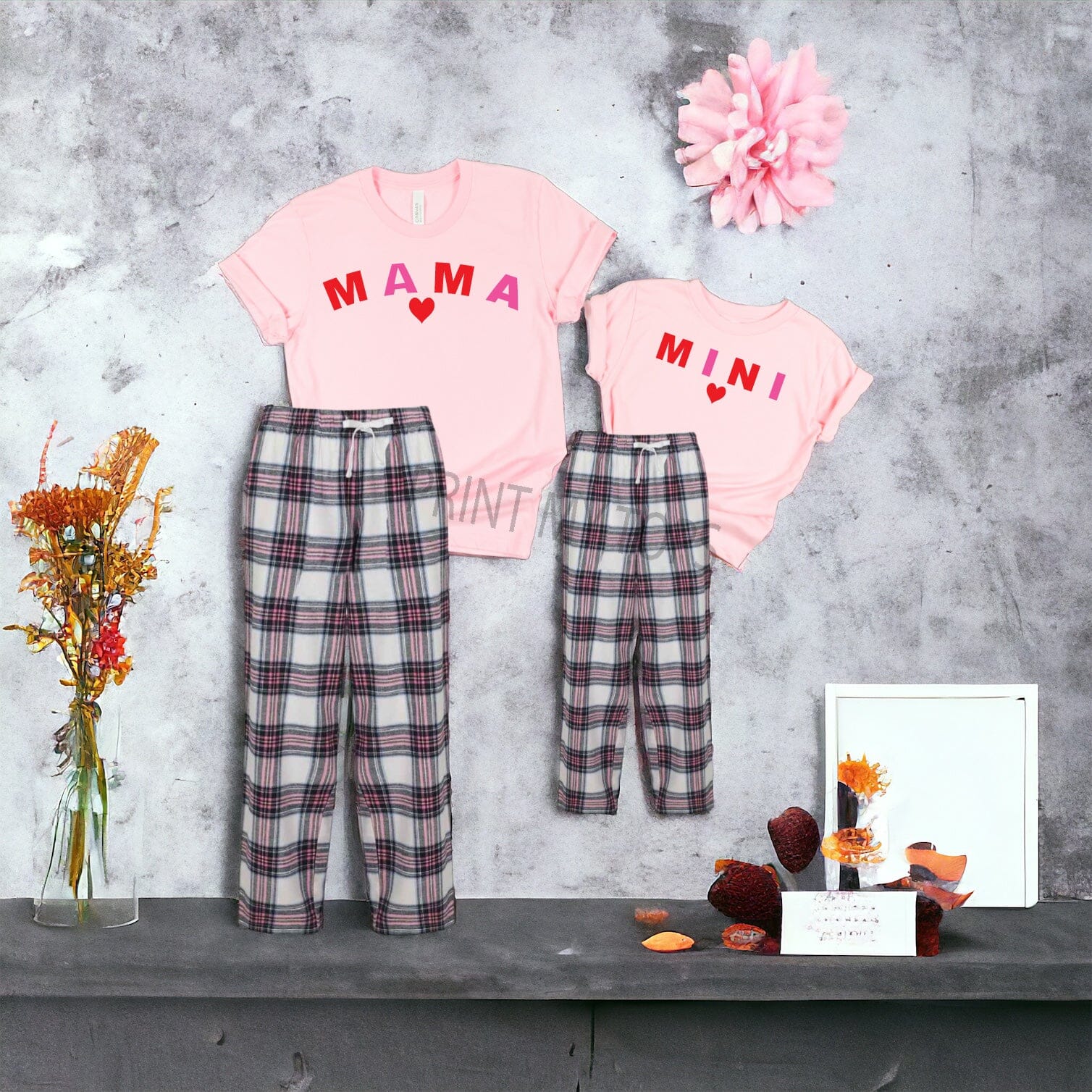 mini me mothers day bestie slogan pyjamas pink matching pyjamas Print My Tops