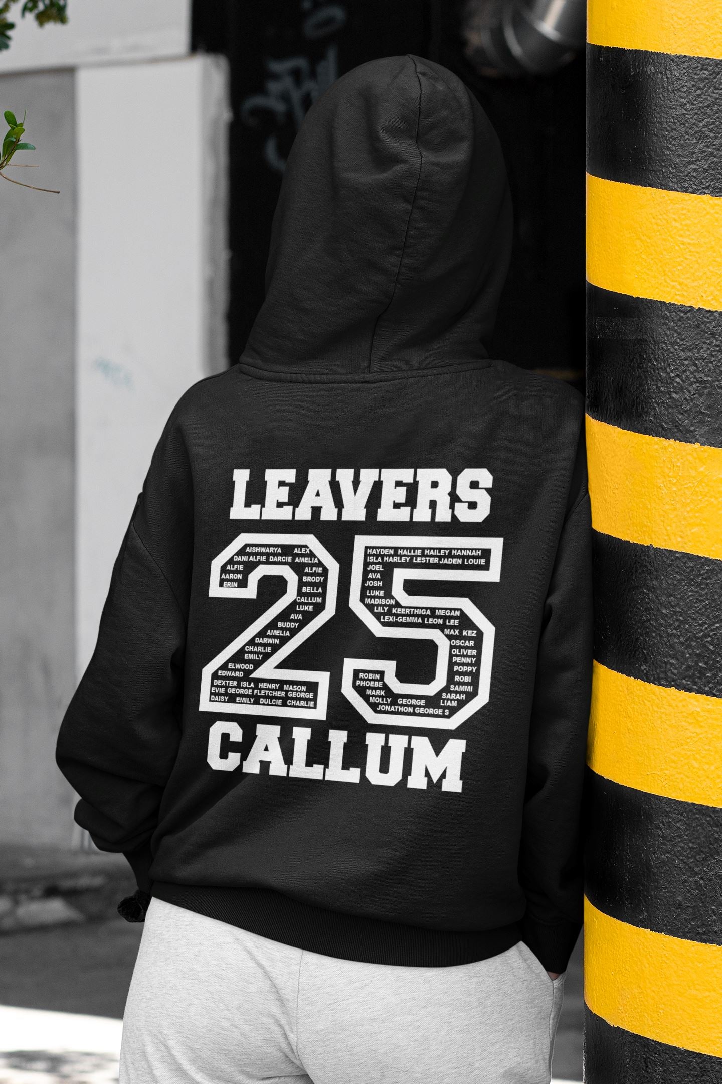 Personalised 2025 School College Leavers Hoody Hoodies Print My Tops 7-8 Black
