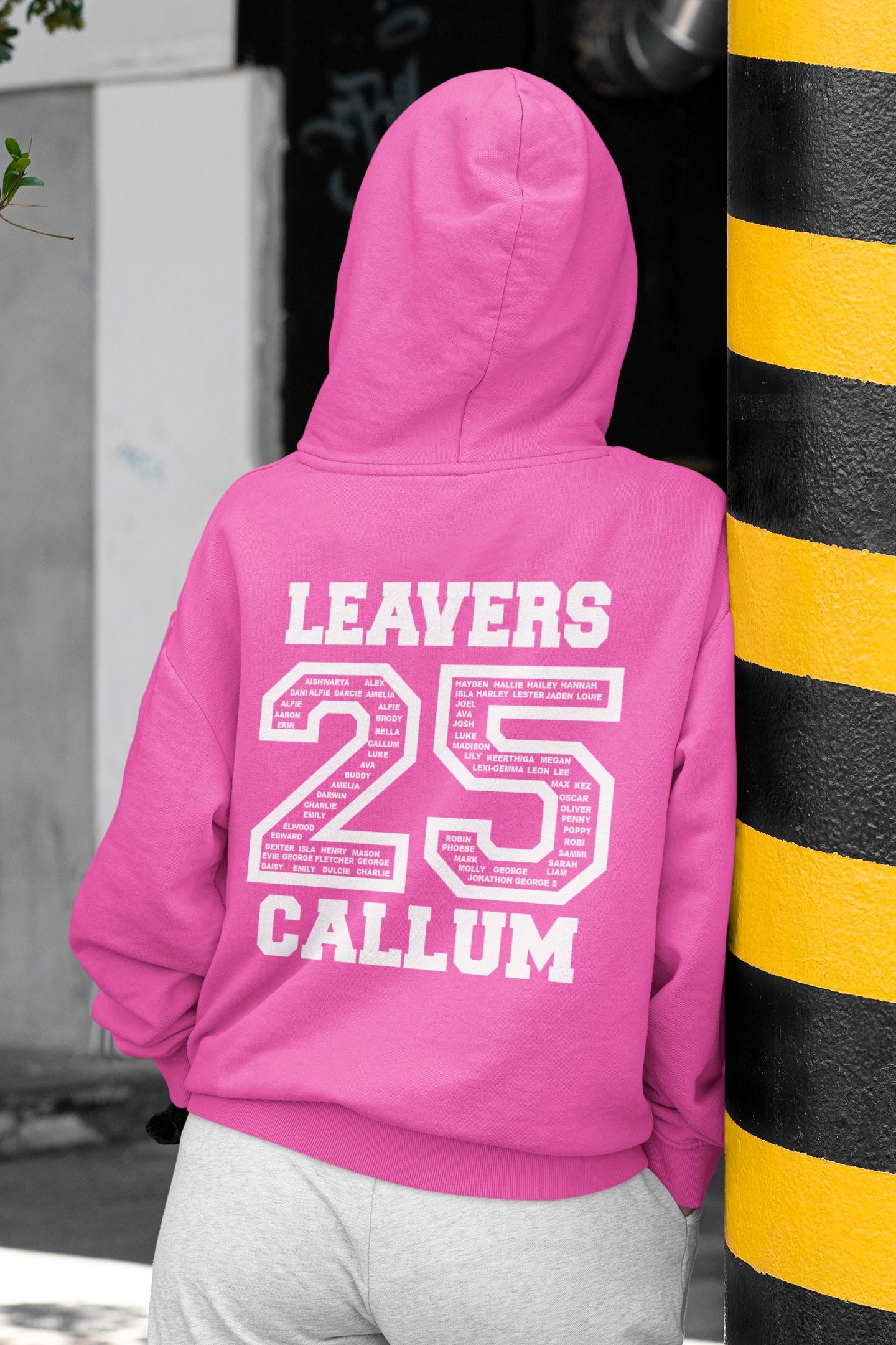 Personalised 2025 School College Leavers Hoody Hoodies Print My Tops 7-8 Hot Pink