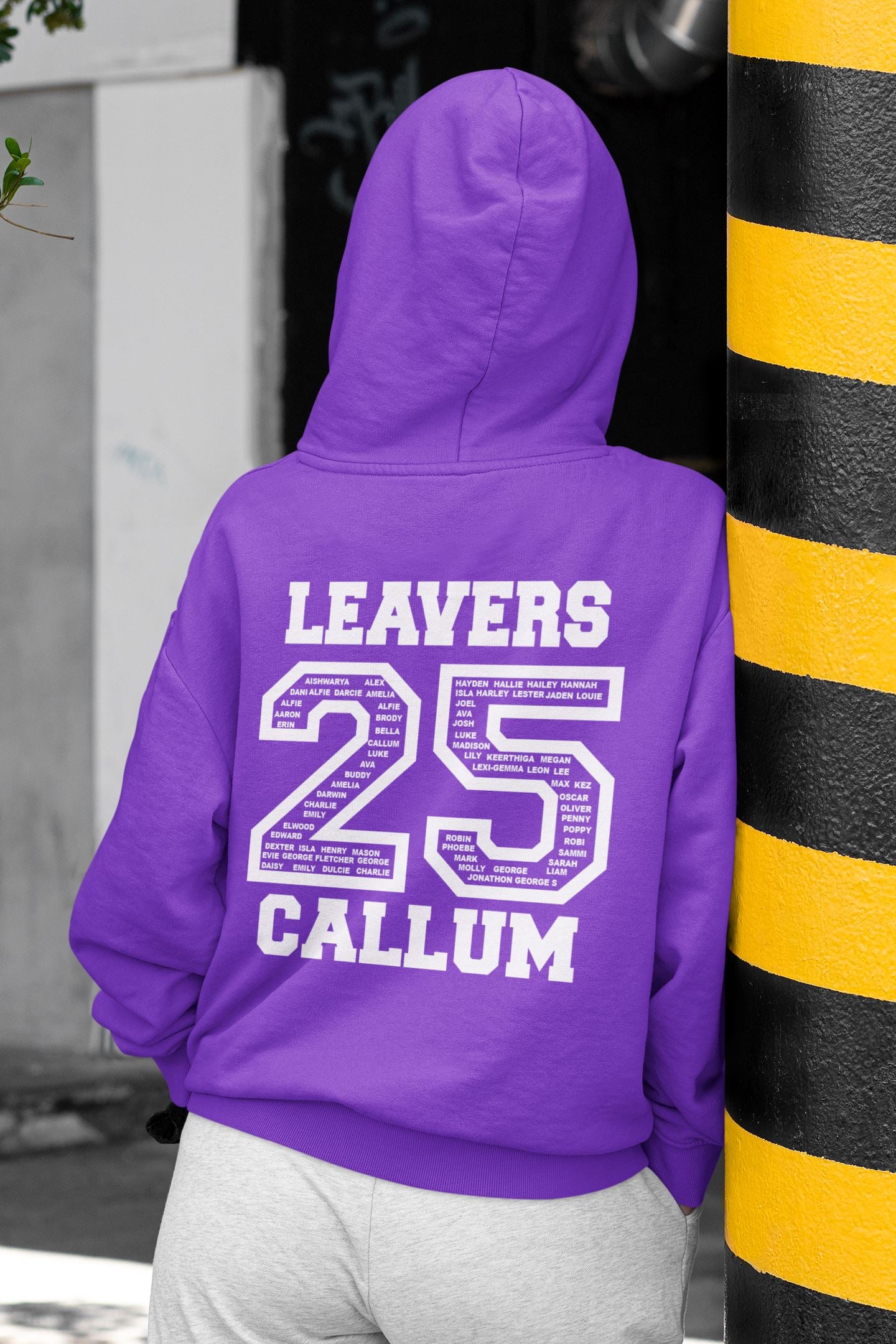 Personalised 2025 School College Leavers Hoody Hoodies Print My Tops 7-8 Purple