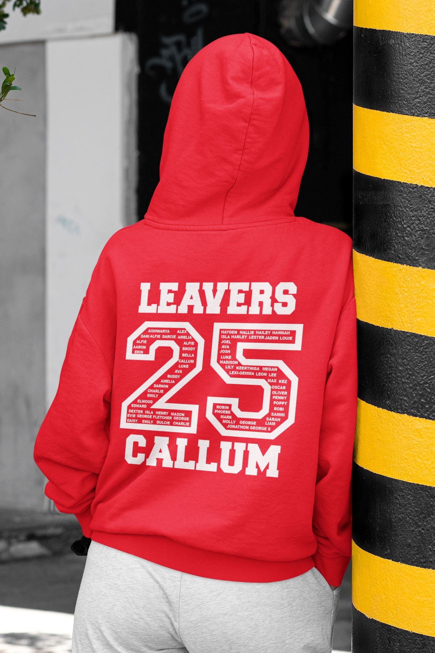 Personalised 2025 School College Leavers Hoody Hoodies Print My Tops 7-8 Red