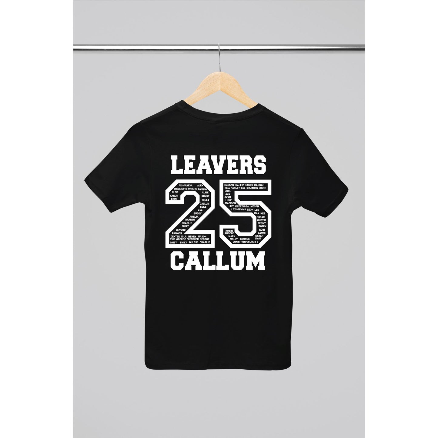 Personalised 2025 School College Leavers T-shirt Top Hoodies Print My Tops 7-8 Black