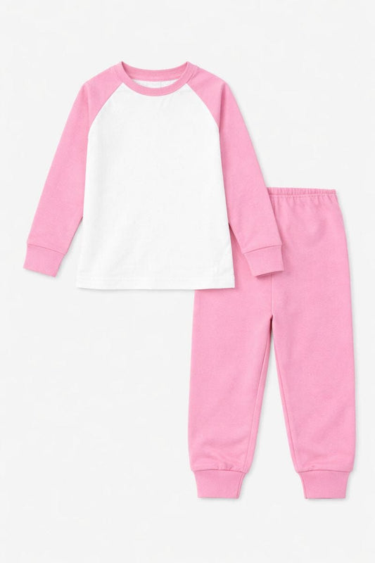 Personalised Childrens Pyjamas - Custom Text PJs Pink & Navy Pyjamas Print My Tops 0-6 Months Pink