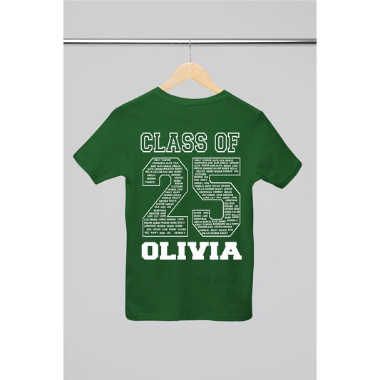 Personalised Class of 2025 Leavers T-shirt Top Hoodies Print My Tops 7-8 Green