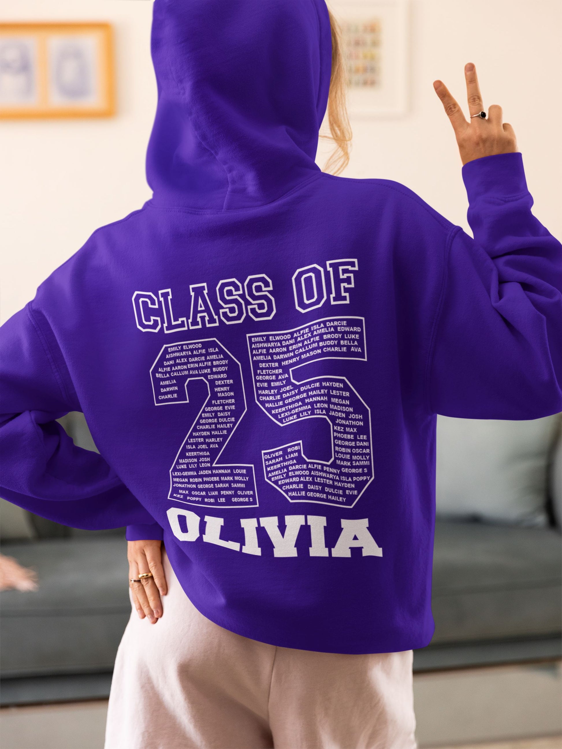 Personalised Class of 2025 School College Leavers Hoody Hoodies Print My Tops 7-8 Purple