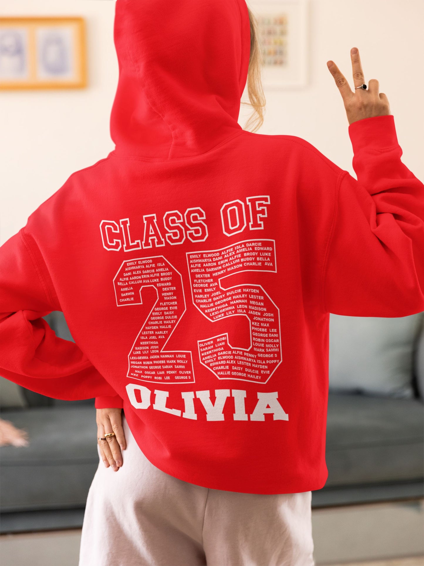 Personalised Class of 2025 School College Leavers Hoody Hoodies Print My Tops 7-8 Red