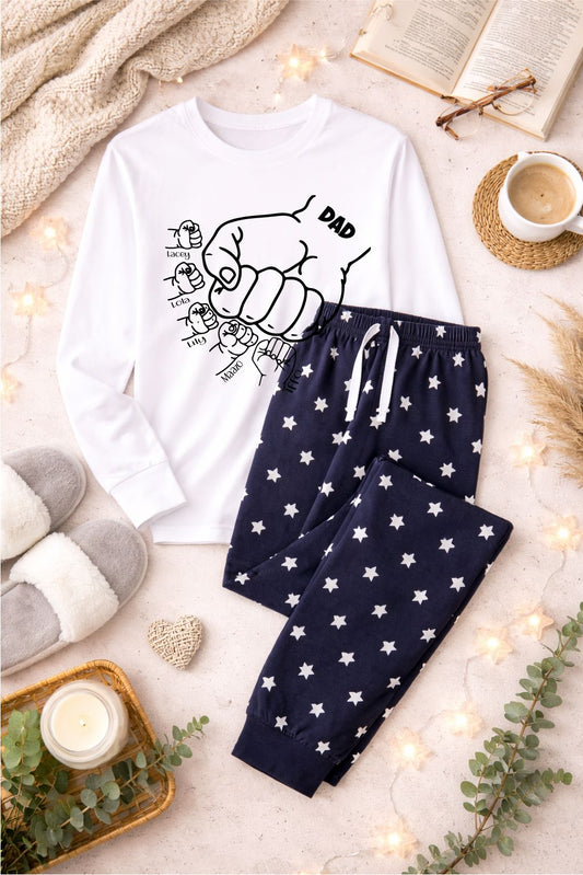 Personalised Dad Fist Punch Pyjamas Pyjamas Print My Tops