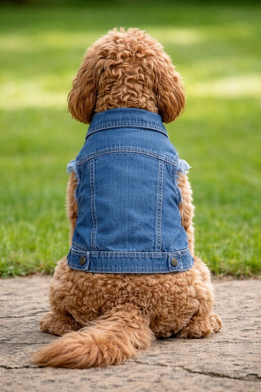 Personalised Dog Denim Jacket – Custom Printed Pet Jacket Pet Accessories Print My Tops Blue XS