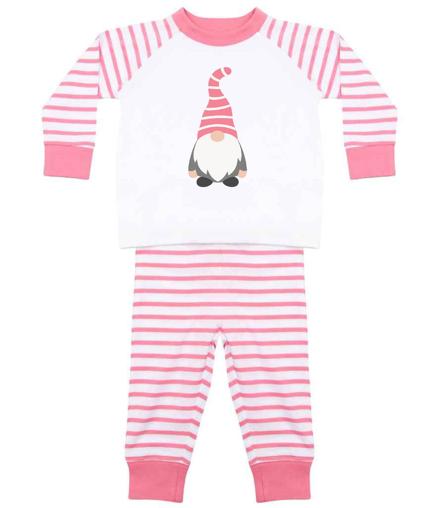 Personalised Kids Gonk Pyjamas Pink Stripes Pyjamas Print My Tops