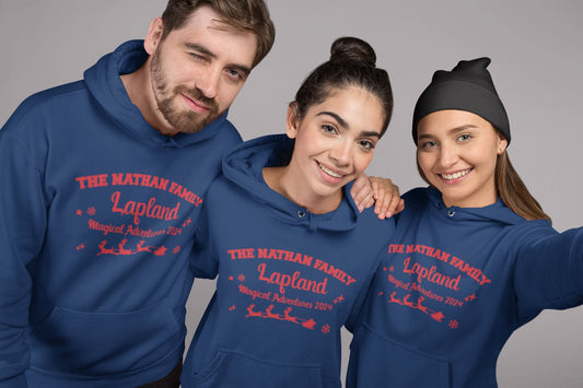 Personalised Lapland Adventure Navy Hoodies Hoodie Print My Tops