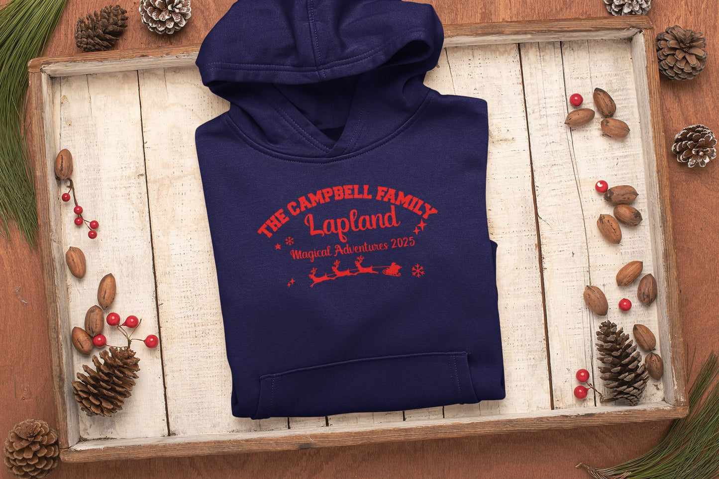 Personalised Lapland Magical Adventures Hoodies Hoodie Print My Tops Unisex Small Navy