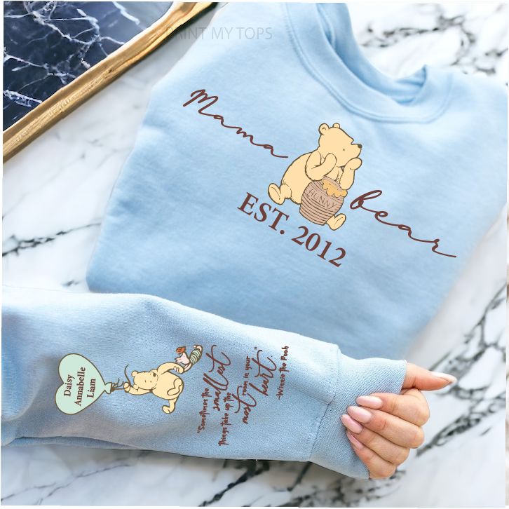 Personalised Mama Bear Est Sweatshirt Sweatshirt Print My Tops Small (Size 10-12) Blue