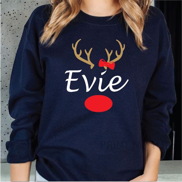 Personalised Name Antlers Christmas Sweatshirt