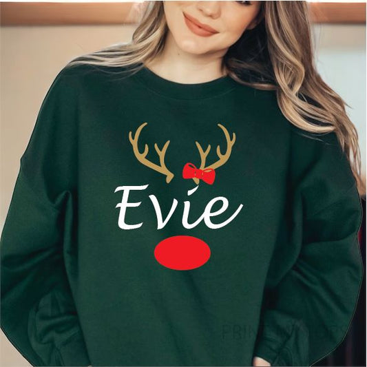 Personalised Name Antlers Christmas Sweatshirt