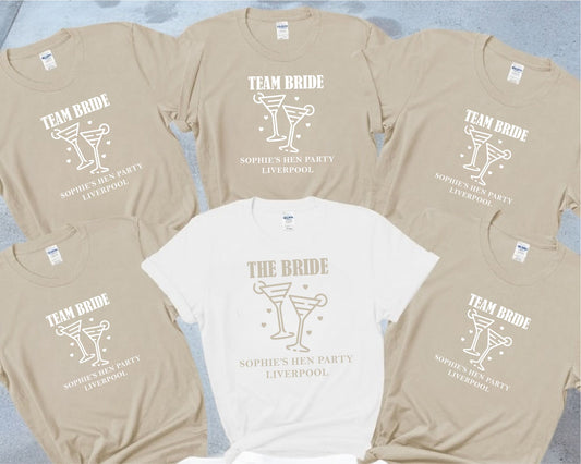Team Bride Hen Party T-Shirts – Personalised Bride & Squad Tops T-shirt Print My Tops Extra Small (Size 6-8) Beige