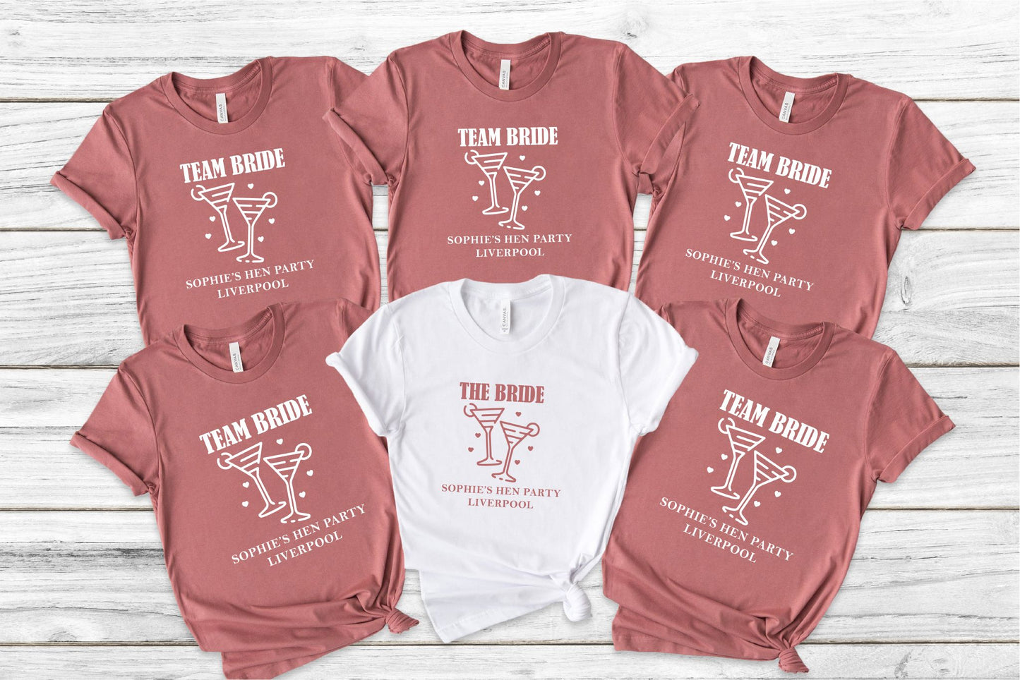 Team Bride Hen Party T-Shirts – Personalised Bride & Squad Tops T-shirt Print My Tops Extra Small (Size 6-8) Dusty Pink