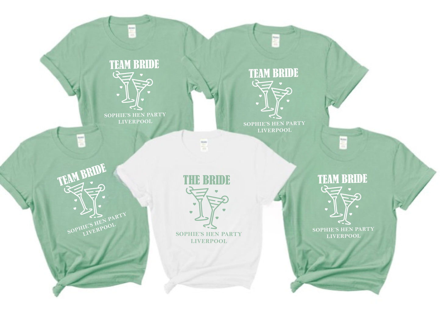 Team Bride Hen Party T-Shirts – Personalised Bride & Squad Tops T-shirt Print My Tops Extra Small (Size 6-8) Mint Green