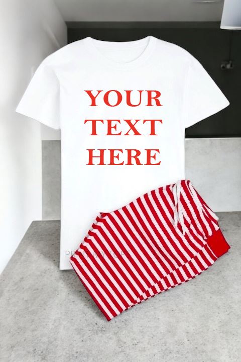 Your Text Pyjamas Red Striped Pyjamas Print My Tops
