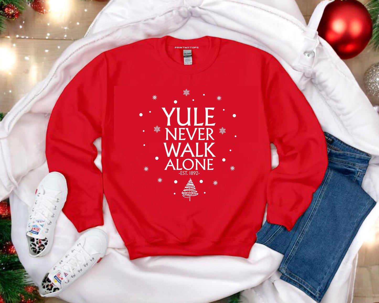Yule Never Walk Alone Christmas Jumper Sweatshirt Print My Tops