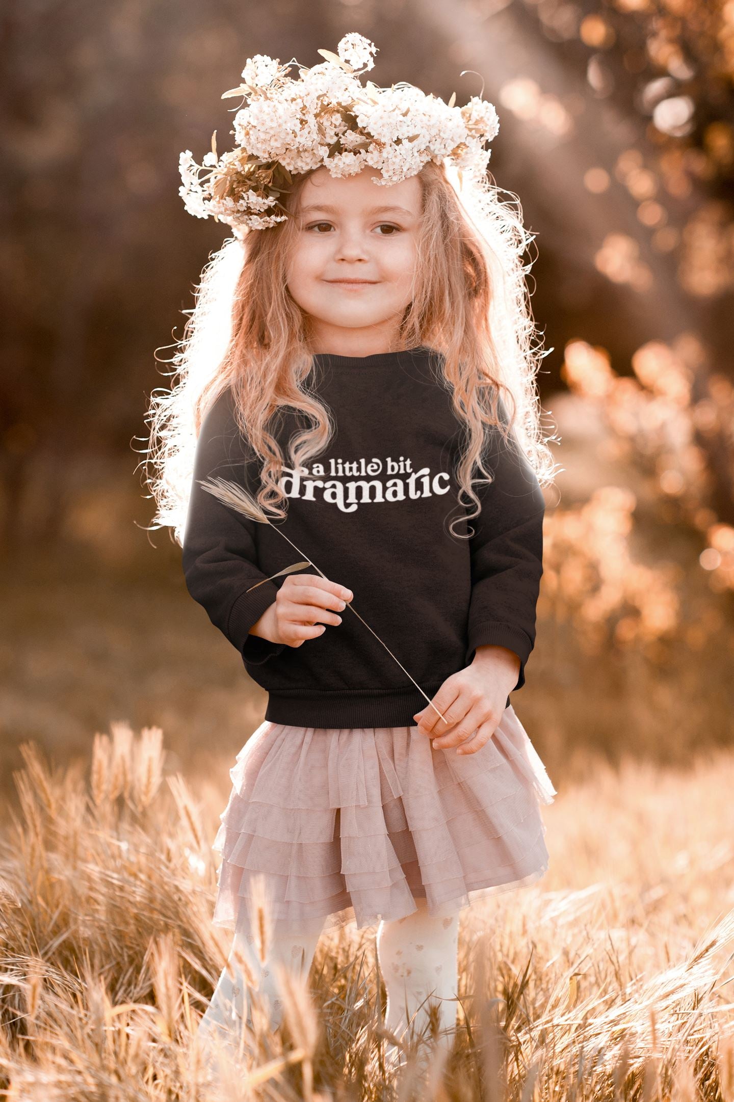 A Little Bit Dramatic Kids Slogan Sweatshirt