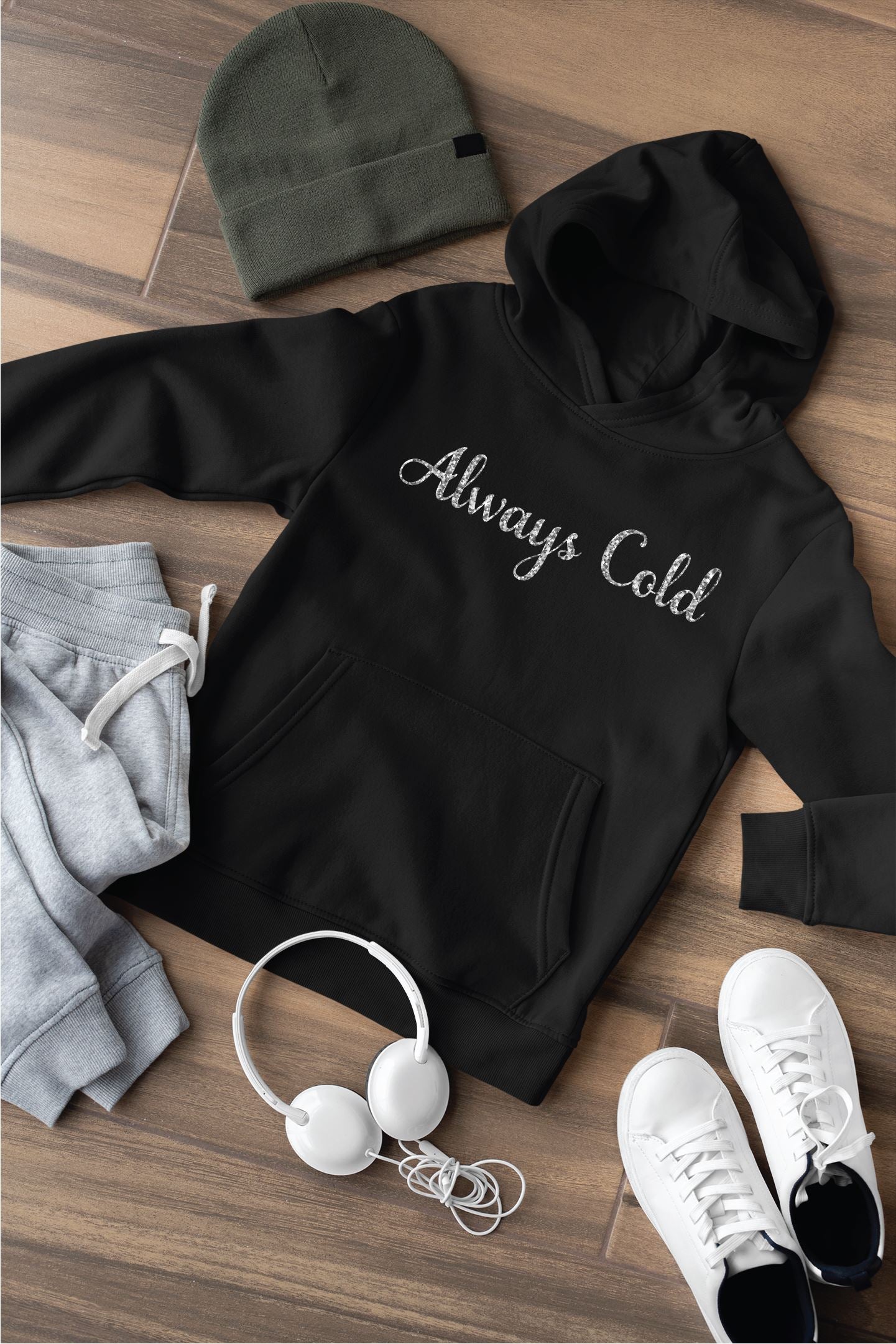 Always Cold Glitter Hoodie