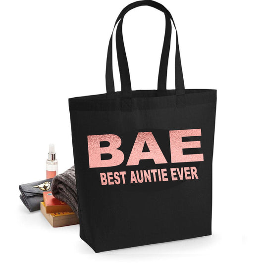 BAE Best Auntie Ever Rose Gold Text Tote Bag