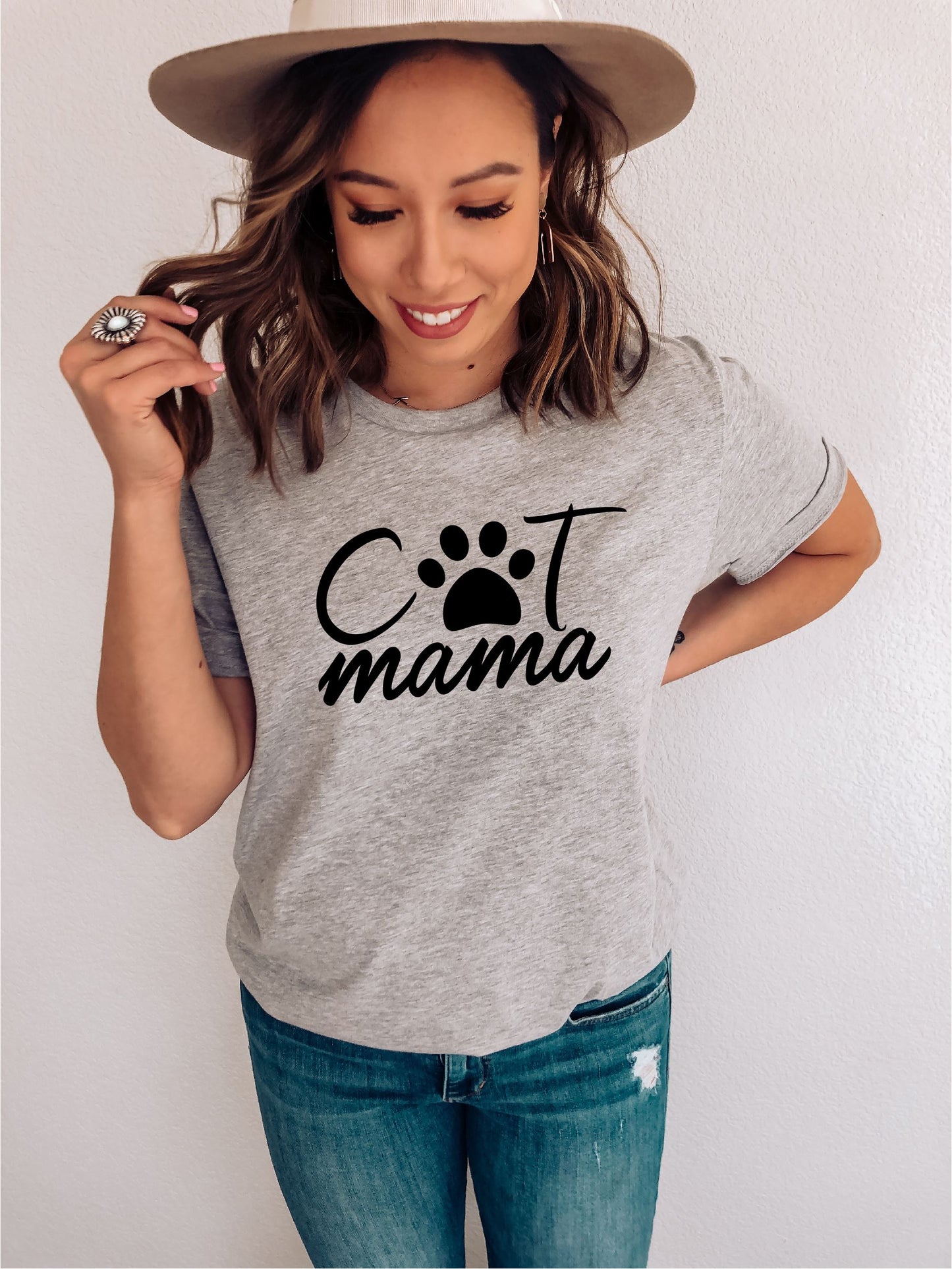 Cat Mama Slogan T-Shirt