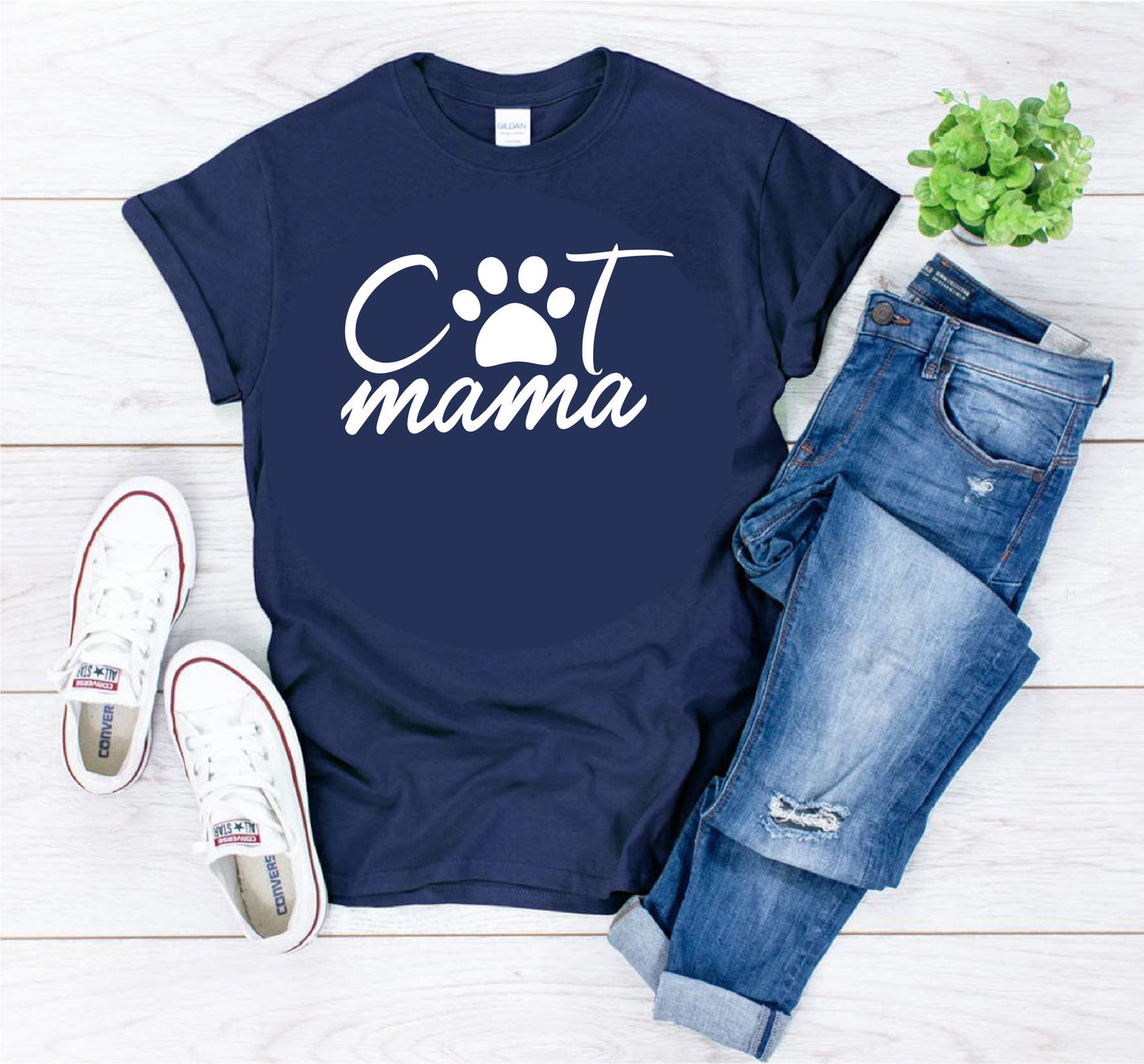 Cat Mama Slogan T-Shirt