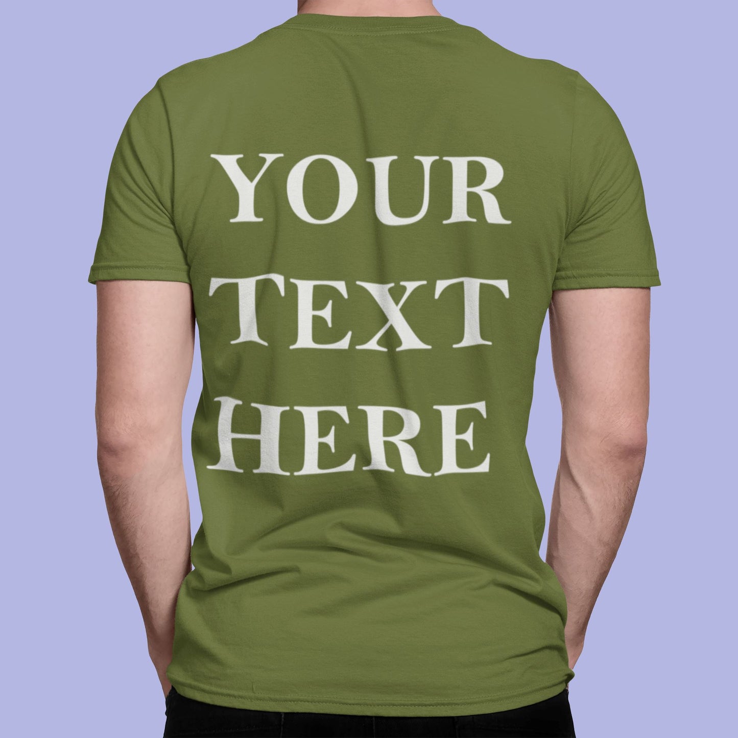 Crew Neck T-shirts Personalised with Your Text On Back