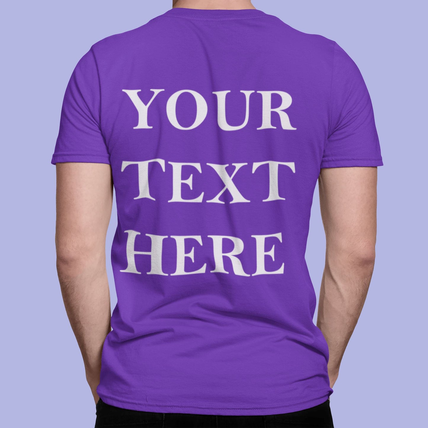 Crew Neck T-shirts Personalised with Your Text On Back