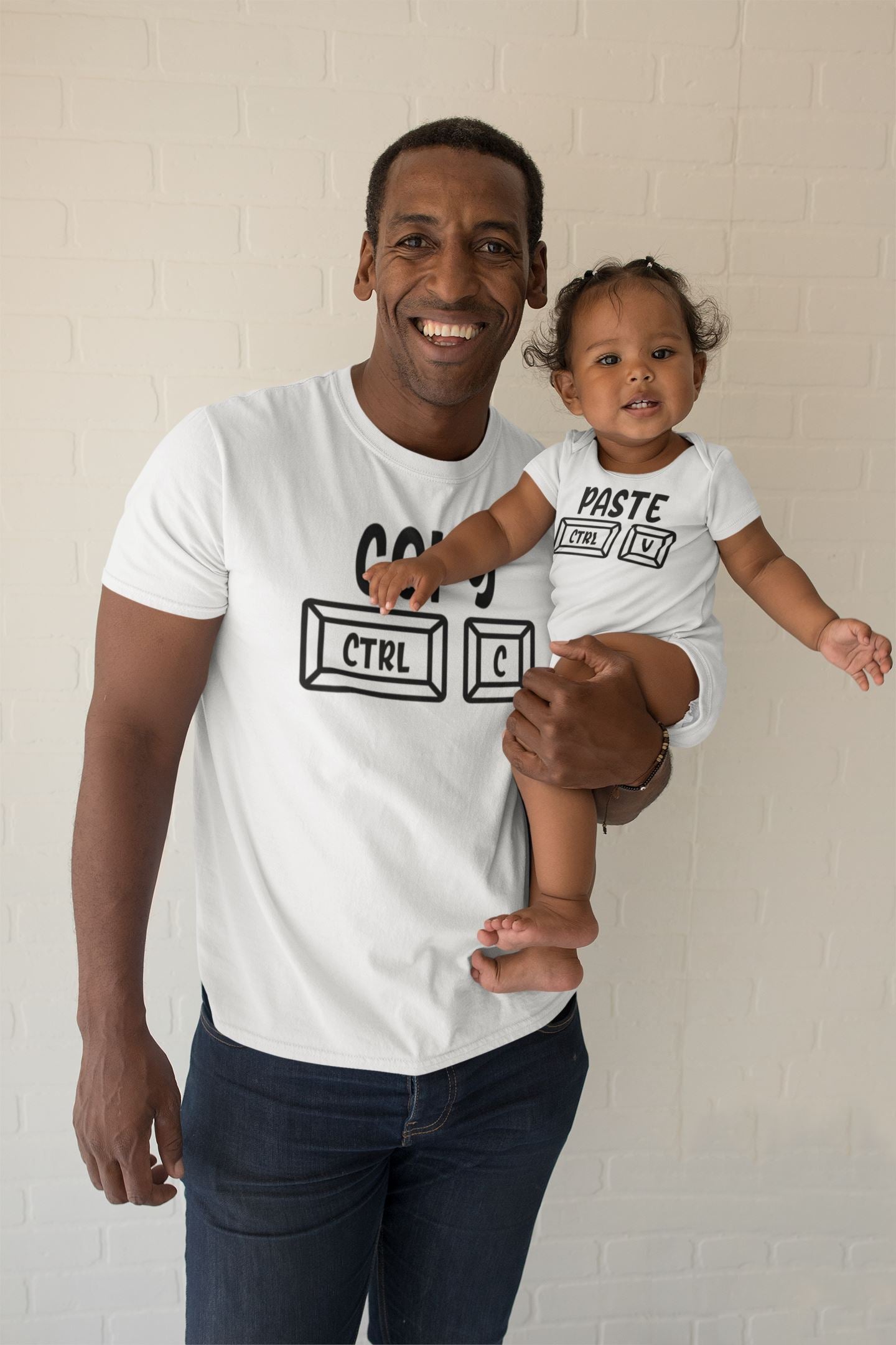[father and son clothing] Dad Baby First Fathers Day Copy Paste Tops