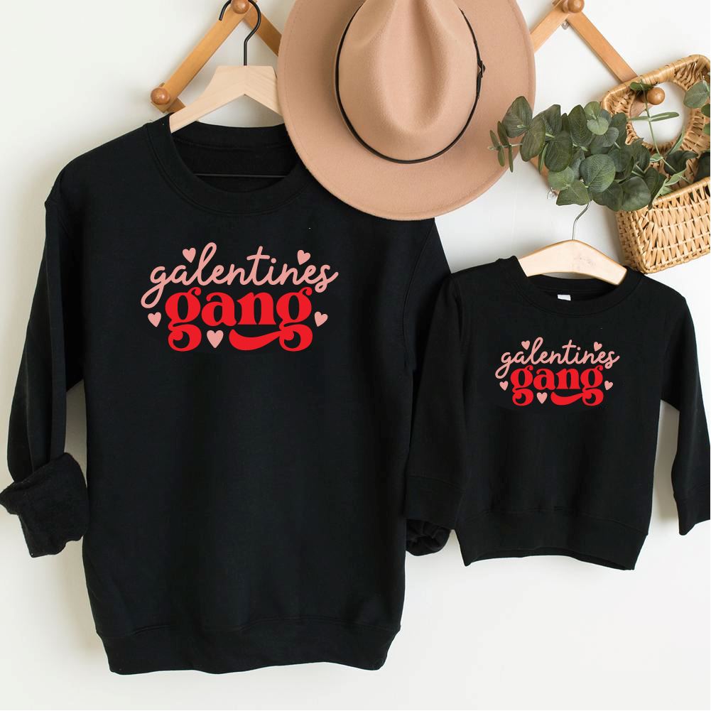 Galentines Matching Black Sweatshirts