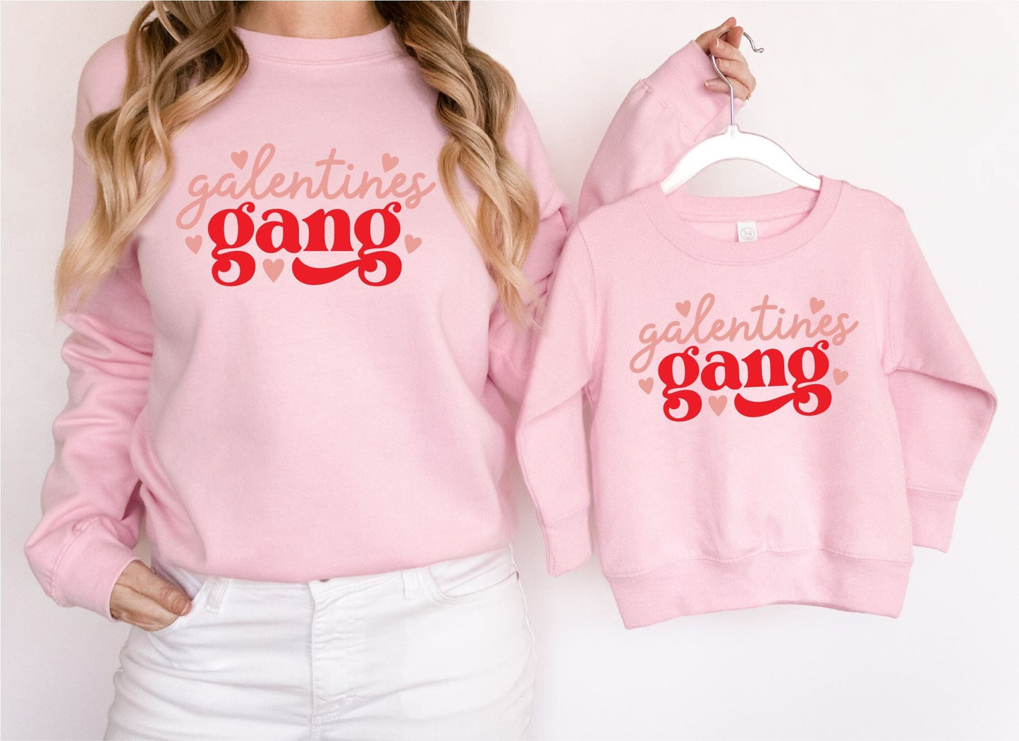 Galentines Matching Pink Sweatshirts Sweatshirt Print My Tops Kids 1-2 Years