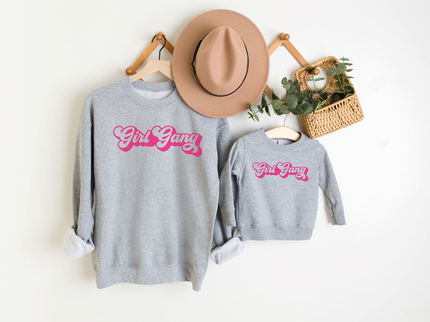 Girl Gang Matching Mummy and Child Grey Sweatshirts