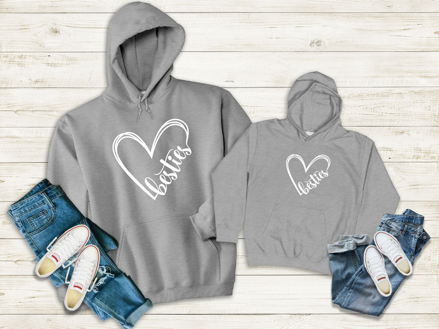 Heart Print Besties Hoodie