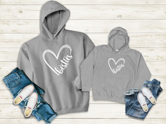 Heart Print Besties Hoodie