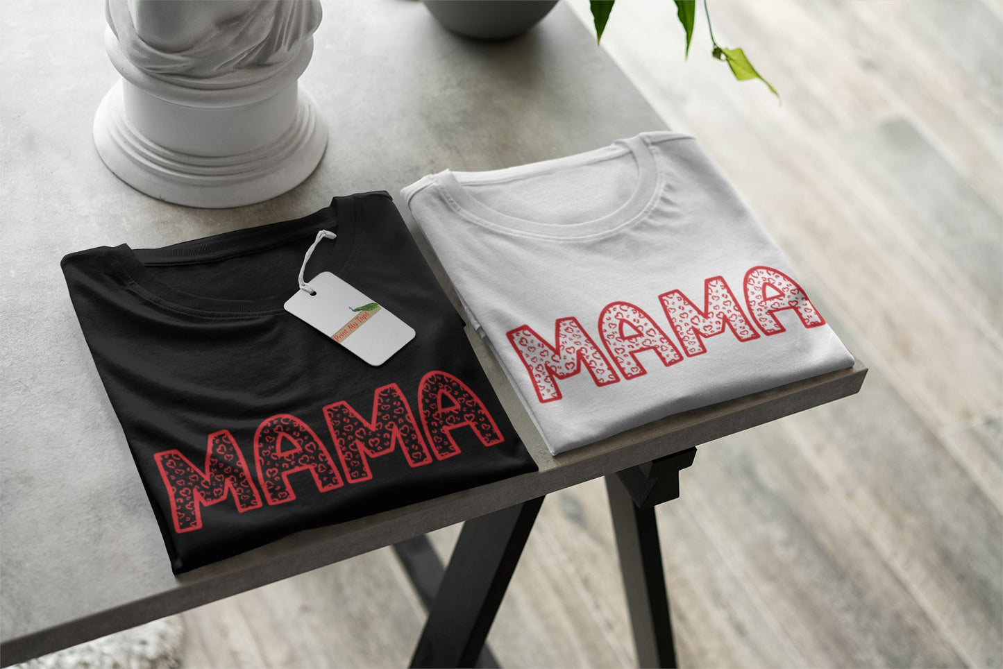 Heart Print Mama Slogan T-Shirt
